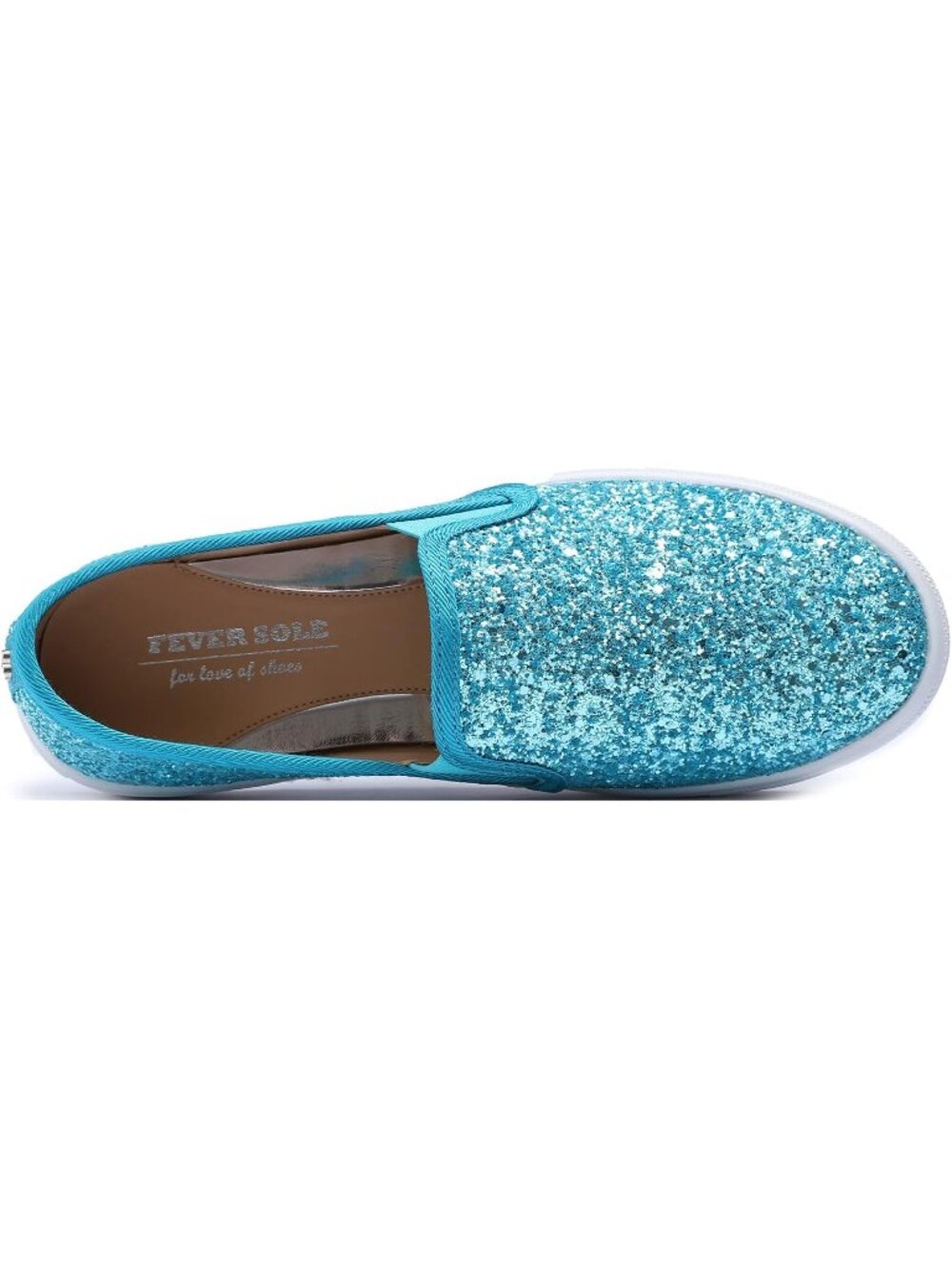 Women's Turquoise Glitter Fashion Slip-On Flat Loafer Elegant Classic Sneaker - Picture 4 of 6